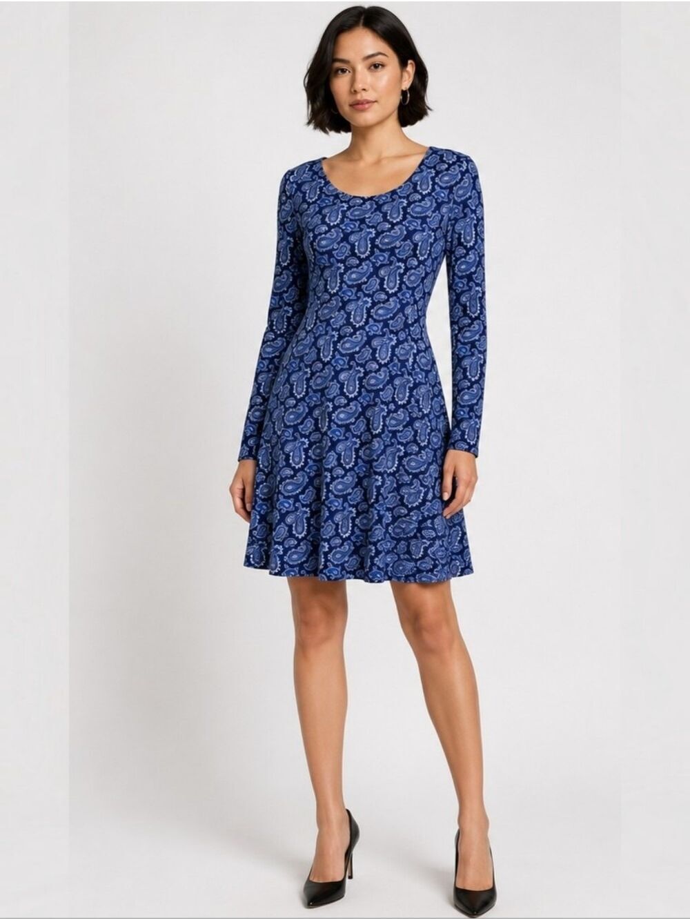 Michael Michael Kors Blue Paisley Fit & Flare Dress Size Medium